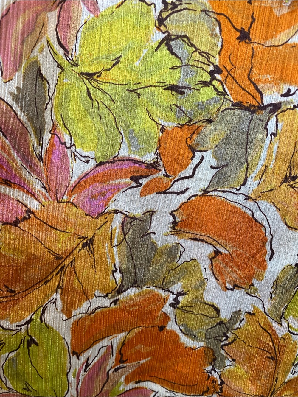 Vince Camuto Tie-Neck Floral Blouse in Orange, Pink & Green - Picture 5 of 7